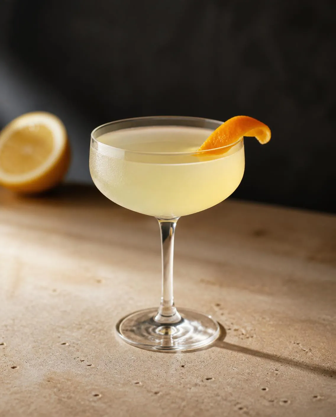 Corpse Reviver No. 2 in a coupe with orange peel (AI-generated image)